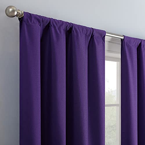 Eclipse Kendall Modern Blackout Thermal Rod Pocket Window Curtain For Bedroom Or Living Room (1 Panel), 42" X 84", Purple #TOP2