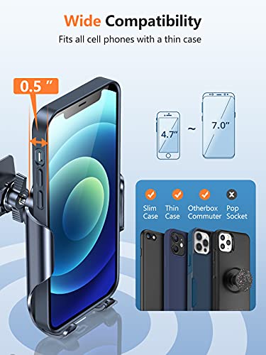 VICSEED Car Phone Holder Mount, [Never Fall & Break] Upgraded Phone Mount for Car Ultra Sturdy Air Vent Phone Holder for Car, Easy Slide in Cell Phone Car Mount Fits iPhone 13 Pro Max All Cell Phones - Thumbnail 7