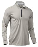 Obla Golf Quarter Zip Pullover for Men Mock Neck Sweatshirt Lightweight Sun Protection Men's Long Sleeve Golf Shirt (Light Grey Melange_L)