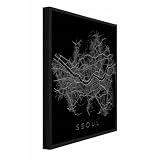 WallArena Quadro da parete Seoul con cornice, 40 x 30 cm, nero