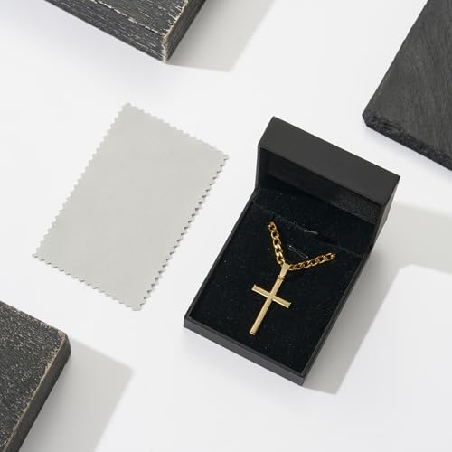 Image of SWEETV 18K Gold Cross Necklace for Men, 925 Sterling Silver Cross Pendant