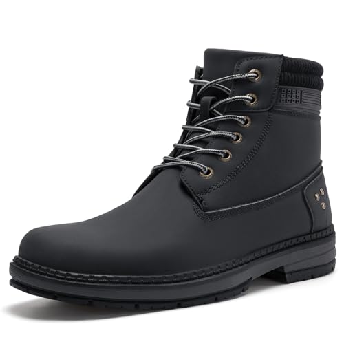 Athlefit Casual Men's Hiking Boots Fashion Lace up Combat Boots Low Heel Comfortable Ankle Booties