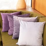 (Tamaño y material): juego de 4 fundas de almohada moradas, solo 45 x 45 cm, tela de terciopelo suave clásica de alta calidad, edredón y durabilidad, el color morado es suave y limpio. Relleno de almohada no incluido.