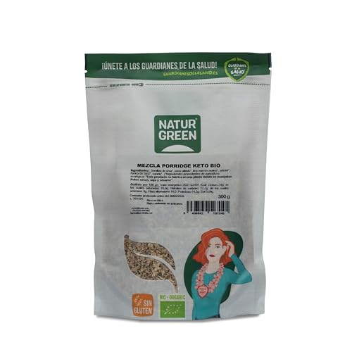 NaturGreen Porridge Keto 300 g | Sin Azúcares Añadidos | Sin Gluten | Desayuno Keto Saludable | Porridge Bajo en Carbohidratos | Opción Sin Azúcar | Porridge Ecológico Natural