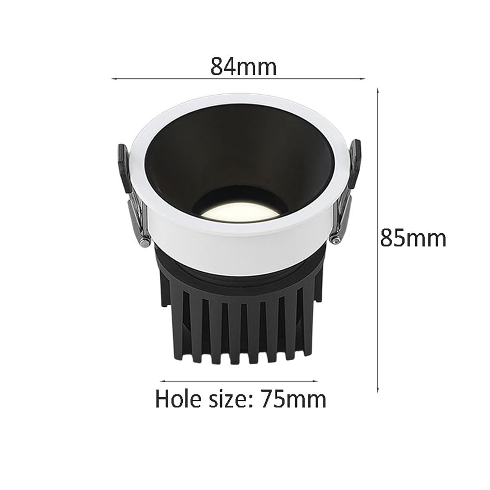 3-Pak 3,3-Calowych Opraw Oświetleniowych Led Do Wbudowania, Aluminiowa, Antyodblaskowa, Głęboka Listwa Maskująca, Ściemnialne Lampy Cri98 Do Renowacji, Oprawy Led Do Wbudowania O Temperaturze Barw 30