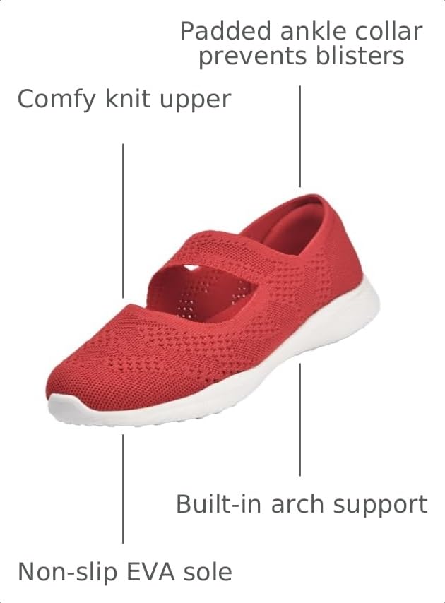 Image of HONHOLD Women's Mary Jane Knit Flats Breathable Walking Shoes