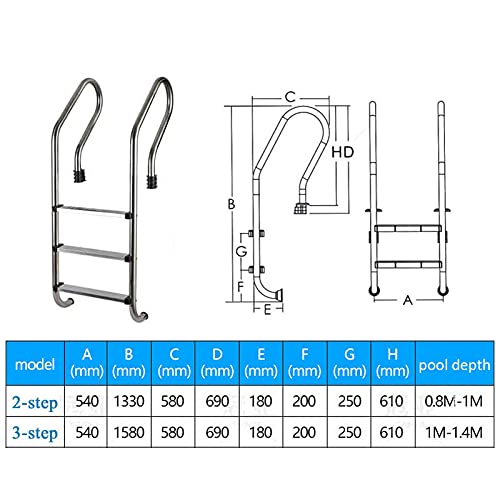 Escalera para piscina con 3 peldaños y pasamanos miniatura 7