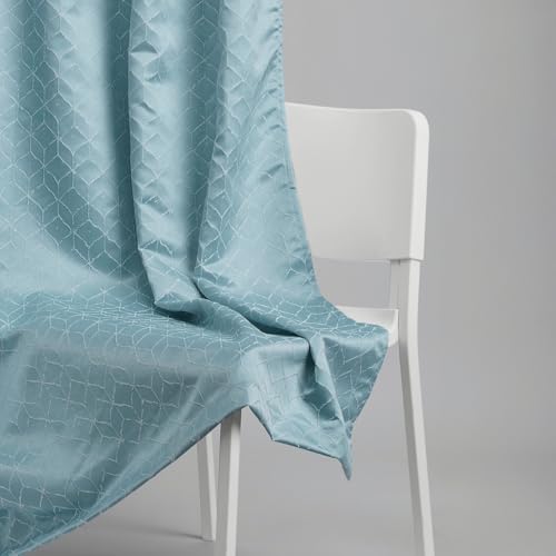 Image of haus & kinder Jacquard Door Curtain 7 Feet Long Pack of 1 Door Curtain, 7 Feet Curtain for Door (Mist Lattice, Aqua Classic Damask Design 130x213 CM)