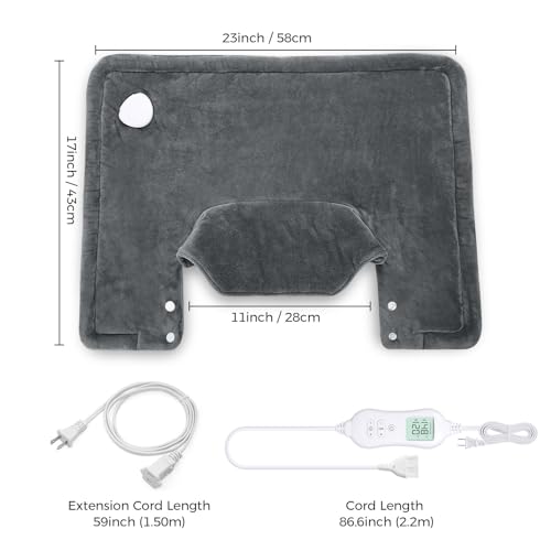 NOWWISH-Heating-Pad-for-Neck-and-Shoulder-Pain-Relief-Fast-Heating-Auto-Shut-Off-Valentines-Day-Gifts-for-Her-Him-Birthday-Gifts-for-Women-Men-Mom-Dad-Wife-Husband-Grey-17×23 NOWWISH Heating Pad for Neck and Shoulder Pain Relief Fast Heating Auto Shut Off Valentines Day Gifts for Her Him Birthday Gifts for Women Men Mom Dad Wife Husband Grey 17×23
