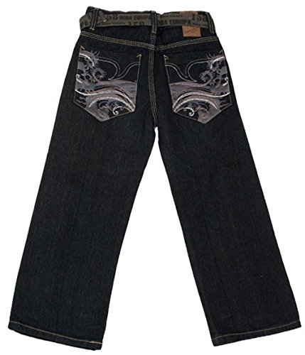 Coney Isle Little Boys Embroidered Denim Jeans with Belt ~ Size 42