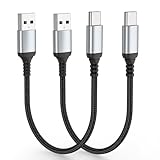 Adiceve Short USB to USB C Cable 1FT, 2 Pack Short USB A to USB C Cable Fast Charging, Durable Braided 1 FT USB-A to USB-C Cables, Type C Charger Cord for iPhone 17 16 15 Pro, Samsung Series, iPad