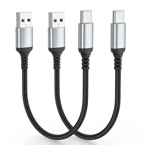 Adiceve Short USB to USB C Cable 1FT 2 Pack Short USB A to USB C Cable Fast Charging Durable Braided 1 FT USB-A to USB-C Cables Type C Charger Cord for iPhone 17 16 15 Pro Samsung Series iPad