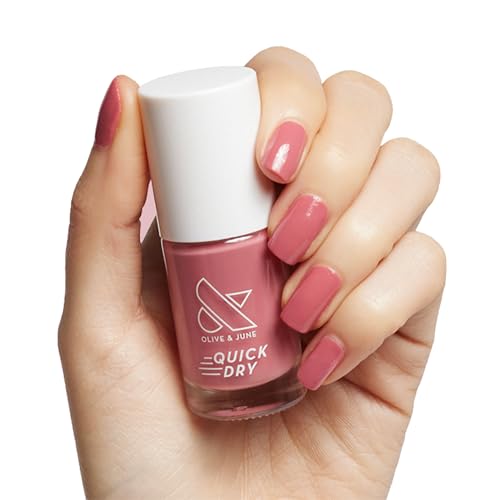 Olive & June Quick Dry Nail Polish | Instant Fast-Drying Smudgeproof Color | 15-free Vegan Cruelty-Free Formula | Lasts up to 5 Days | Salon-Quality Manicure Pedicure at Home | Primrose Rosy Pink