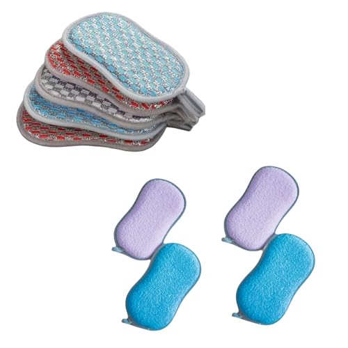 Spugna di lavaggio ispessita, set da 9 pezzi, spugna magica di pulizia della cucina bifacciale, può lavare pentole e piatti