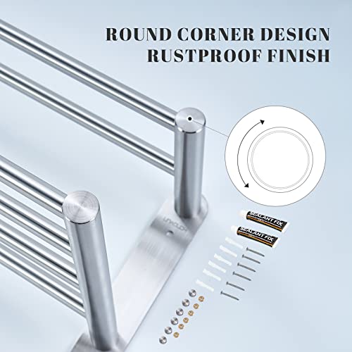 Bathroom Towel Rack 3 Tier With 24-Inch Multilayer Hotel Racks 304 Stainless Steel Towel Bar Shelf Wall-Mounted Brushed Finish Bar Withtowel Shelves,3-Tier Bar Mounted Hotel Racks #TOP5