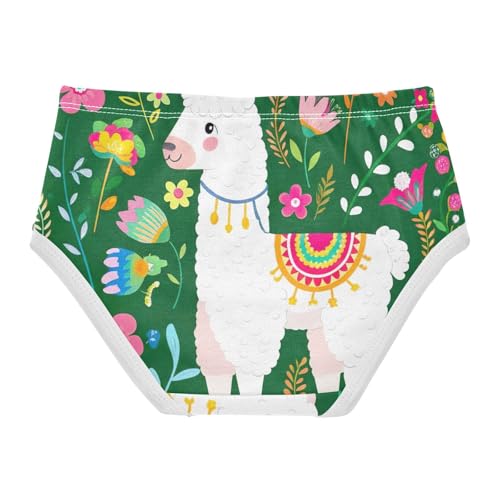 Cotton Toddler Underwear Floral Cute Llama Colorful Flowers Green Little Girl Panties Aesthetic Kids Undies Briefs 2t2