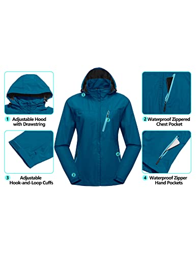 Little Donkey Andy Women's Waterproof Rain Jacket With Hood Breathable Lightweight Windbreaker Rain Shell Coat Blue S #TOP4