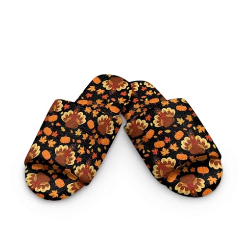 Forchrinse Thanksgiving House Slippers for Women Fall Open Toe Indoor Slippers Comfortable Reusable Spa Guest Hotel Shoes2