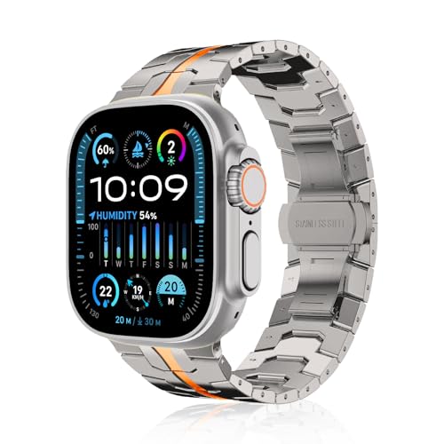 Ya en manzanajugosa.com: MaEiol Correa Metal para Apple Watch 49mm /45mm /44mm /42mm /46mm(Series 11/10), Premium Metal Acero inoxidable Correa Repuesto para Apple Watch Ultra/SE/Series 11 10 9 8 7 6 5 4 3 2 1,Titanio&Naranja