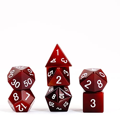 FanRoll 16mm Gemstone Stone Poly DND Dice Set: Carnelian, Role Playing Game Dice for Dungeons and Dragons