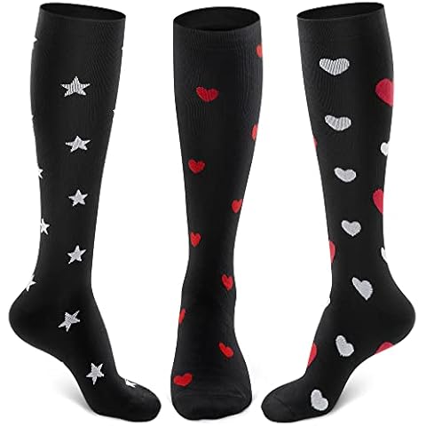 CAMBIVO Compression Socks for Women & Men 3 Pairs, Flight Socks Compression Stockings for Running, Flying, Pregnancy, Nurses,Travel, Cycling,Maternity Cover
