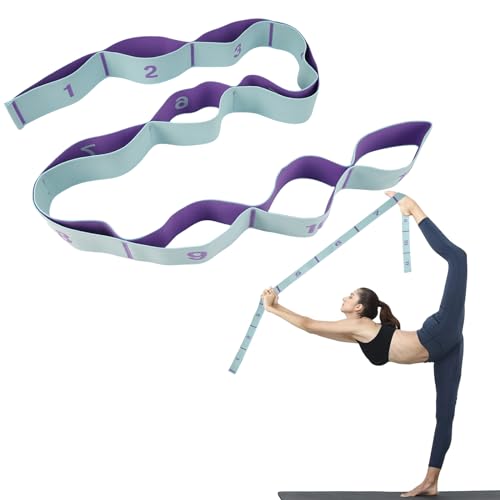 Dehnungsband mit 11 Schlaufen,Yoga Stretching Band,Yoga Stretch Gurt,Fitnessbänder Yoga Stretch,Fitness Yoga Stretch Gurt,Yogagurt mit Schlaufen für Pilates Tanz Gymnastik Effektives Dehnung