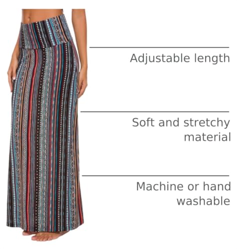 Image of Urban CoCo Women's Stylish Spandex Comfy Fold-Over Flare Long Maxi Skirt