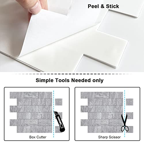 Benice Peel And Stick Backsplash For Kitchen,Bathroom Wall Backsplash Tile Peel And Stick Shower Tiles Waterproof(5Sheets,Travertine Gray) #TOP6