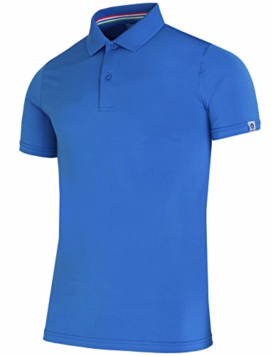 BCPOLO Men's Polo Shirt Spandex Short Sleeve Athletic Solid Polo Shirt Blue S