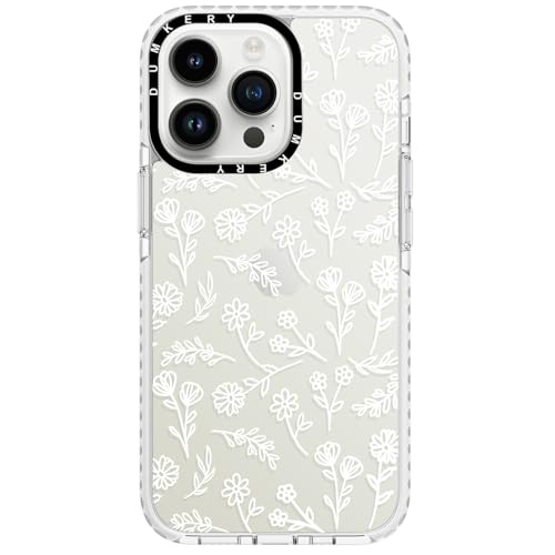 Dumkery Cute White Flowers Case Compatible with iPhone 14 Pro Max Clear Case, Floral Aesthetic Pattern, Soft TPU Full Body Protection Shockproof Slim Cases Cover for Girls Women