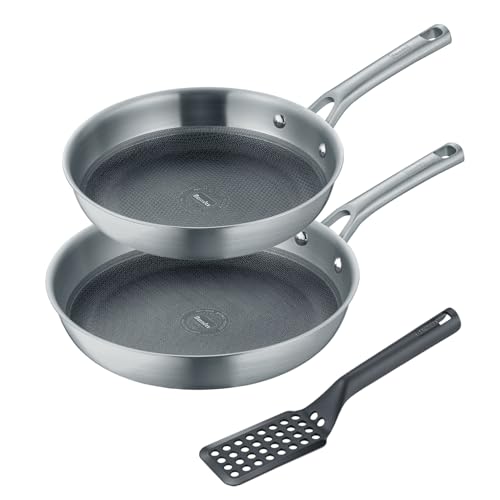 Berndes Pfannen Set Tricion Resist 2 tlg. – Bratpfanne 24 cm & 28 cm – mit Pfannenwender - Antihaftbeschichtung – Kratzfest & Backofengeeignet - Induktion geeignet - 3-Schicht Aufbau - Edelstahl Stiel