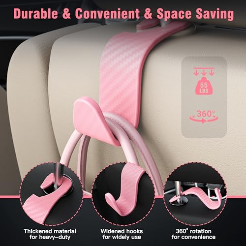 Image of 4-Pack Car Headrest Hooks Holds 55lbs Seat Storage Organizer for Bags