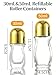 YOFAN 4-Pack Golden Glass Roller Ball Bottles - 30mL & 50mL Empty Refillable Roller Deodorant Containers