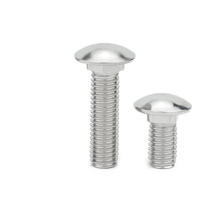2/8/10PCS M6M8M10M12 304 in Acciaio Inox Testa Grande Bullone a Testa Semi-Cerchio Quadrato Vite a Collo Scaffale Vite a Testa Piatta Piazza(2PCS,M8x35)