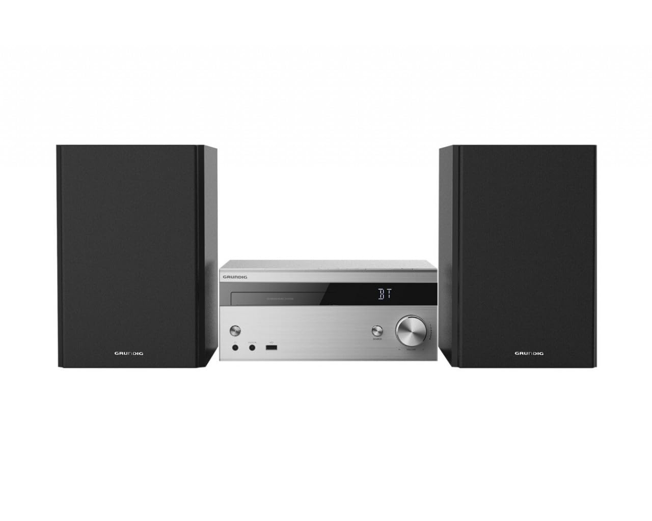 Grundig, Micro Chaine Bluetooth, CD R/RW/USB Lecteur, Compatible MP3, Tuner Digital FM RDS & Dab+, 100W RMS-Façade Alu, Aluminium, Design Compact et Elégant