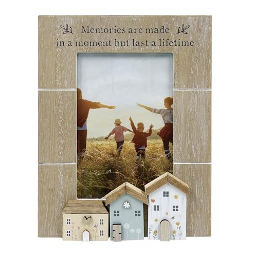 Image of Memories Wood Effect Frame,Rustic Design with Sentimental Inscription, Holds 6x4 Photo,Ideal for family photos, travel snapshots, special occasions