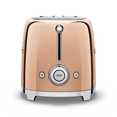 Smeg TSF01RGUS Limited Edition 50's Retro Style Aesthetic 2 Slice Toaster Rose Gold, Copper
