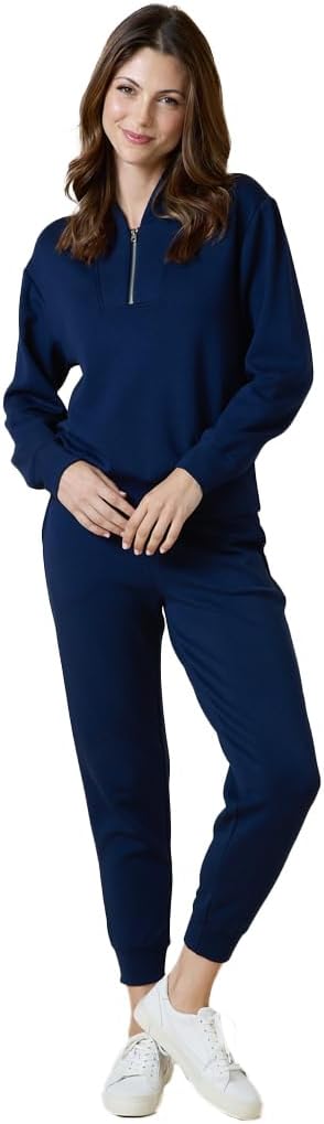 Softies Quarter Zip Jogger Lounge Set for Women Ultra Soft 2 Piece Loungewear with Zip Pullover Top and Jogger Pantst