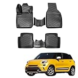 Floor Mats for Fiat 500L 2012-2017 | Custom Fit Floor Liner for Cars | Odorless All Weather Waterproof Durable 3D Liner | Interior Accessories Car Mats Black