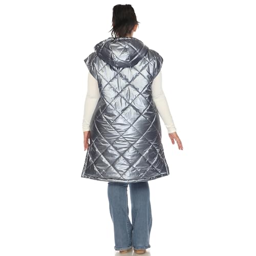 white mark Women's Plus Size Metallic Long Puffer Vest3
