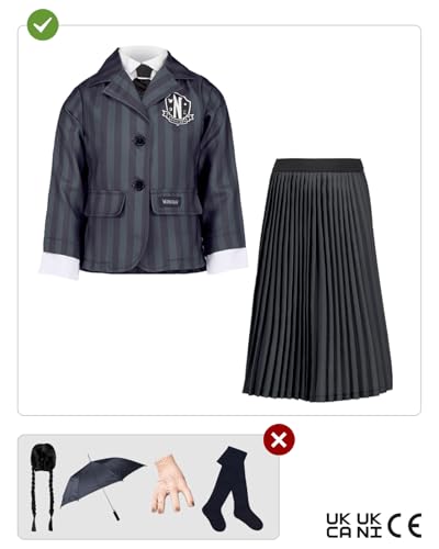 Funidelia Official Netflix Wednesday Addams School Uniform Costume for Girls, Addams Family Suit for Children, Halloween and Carnival Costumes – Size 10-12 years