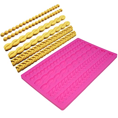 Darnell Nehemiah 3D Knit Rope Silicone Pearl Fondant Mould Cake Border Decorating Molds Sugar Icing Gumpaste Kitchen Diy Baking Tools (Rose Red) #TOP6
