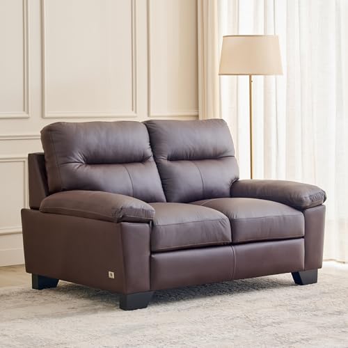 Image of Home Centre | Winchester | Half Leather|Solid Wood | 2 Seater Sofas | Brown | 1 Year Warranty