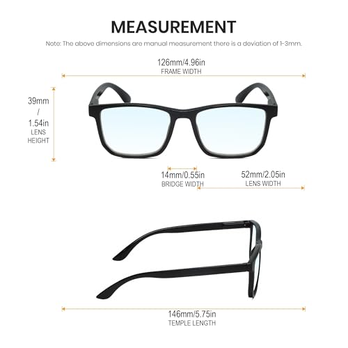 Image of Calabria R861 Rectangular Blue Light Blocking Reading Glasses Men Women Trendy Eyeglass Work Gaming Computer Readers w /Case