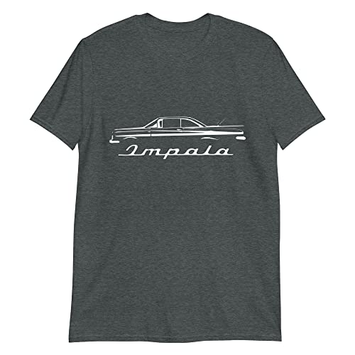 1959 Chevy Impala Silhouette Antique Collector Car Short-Sleeve T-Shirt Dark Heather