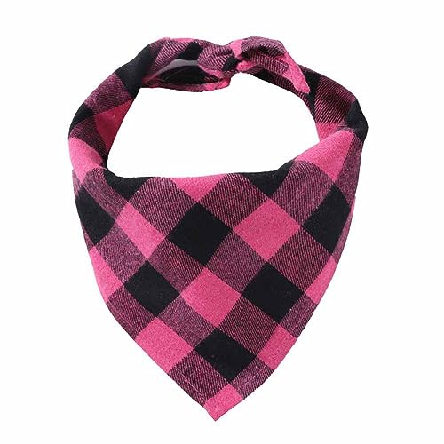 SHTGOI Pack of 2 Dog Bandanas, Classic Checked Neckerchief, Cotton Bandanas, Adjustable Dog Triangular Scarf