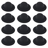 ASUNFO 12 Pcs Mini Felt Top Hats Miniature Woven Hats for Crafts 2.3' Black