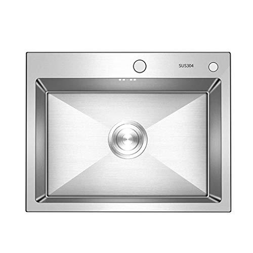 YGCBL Fregadero de cocina de acero inoxidable, cuenco grande, estilo soldadura, reversible, escurridor, colador, tubos de desagüe, clips