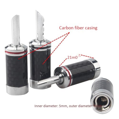 Conectores banana de cobre rodio y fibra de carbono rieder para equipos de audio HiFi, 40 uds. 5