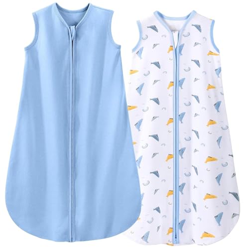 Yoofoss Baby Sleeping Bag 0.5 Tog - 12-18 Months 2 Pack Summer Sleeping Bag Baby 100% Organic Cotton Sleep Sack for Newbron Infant Toddler